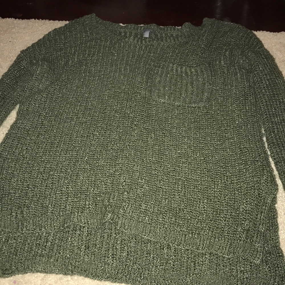 Olive green crochet sweater from Charolet Russe